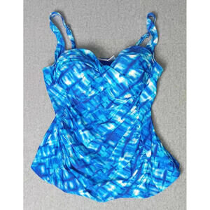Soft Surroundings Tankini Top Womens Size XL Ocean Blue Padded Tummy Control